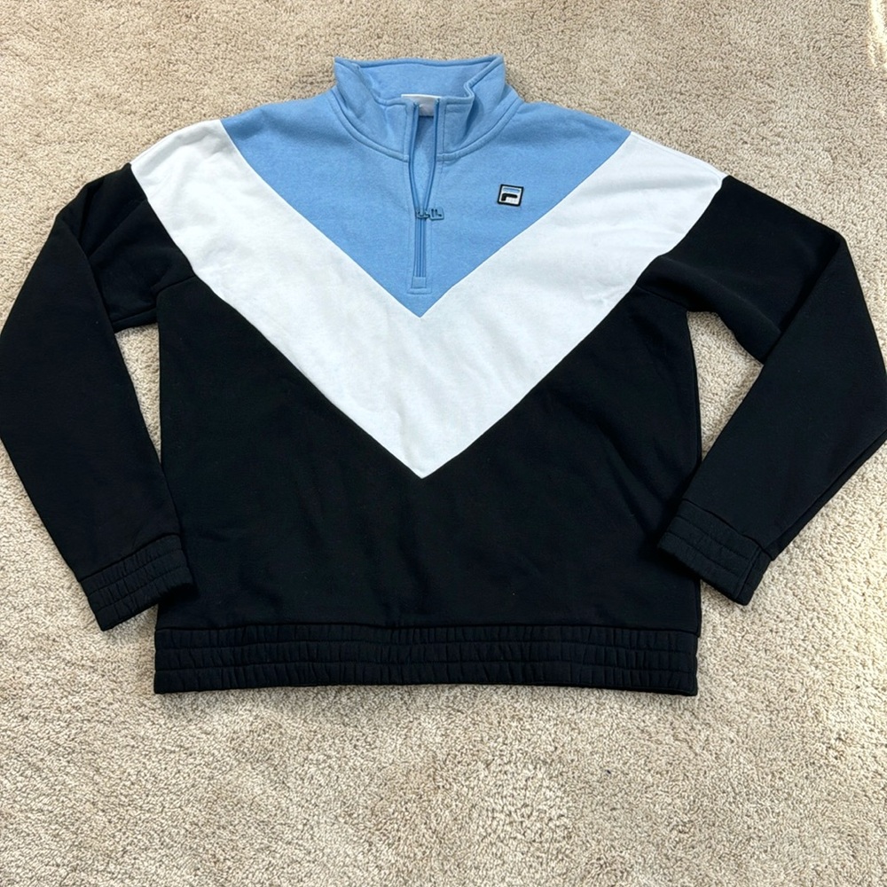 Fila sweatshirt, XL women’s blue white gray long sleeve quarter zip NWOT
